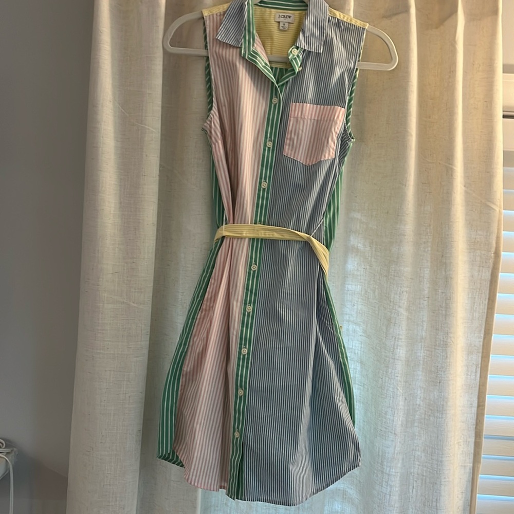 Jcrew cotton color block striped dress size 2
